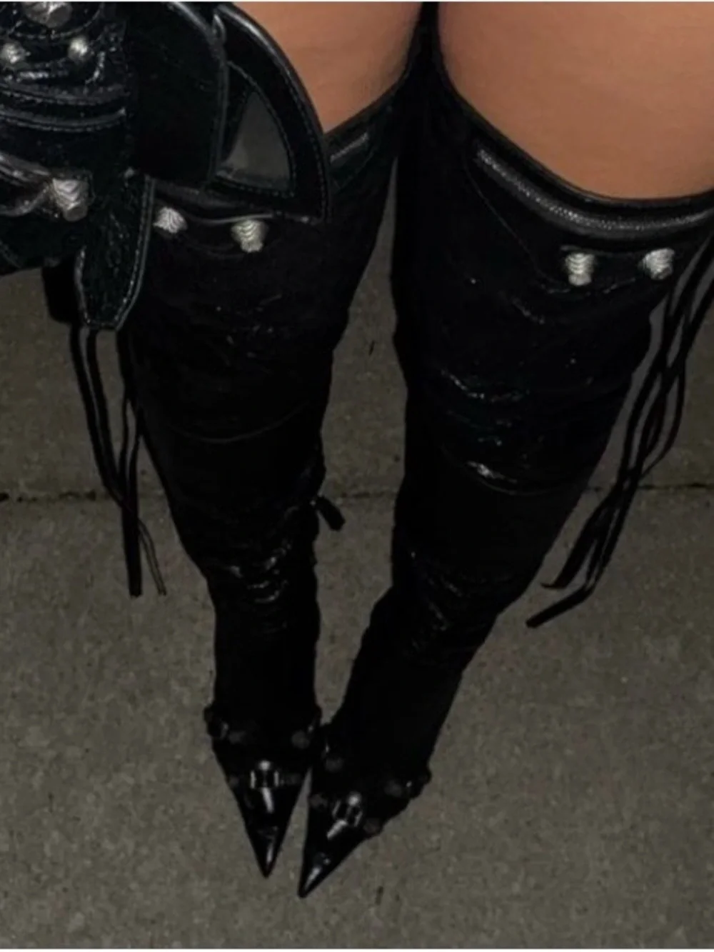 Balenciaga Black Over-the-Knee Cagole Boots